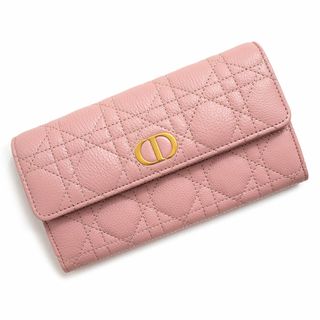 Dior - ディオールCaro カロ Orchid ロングウォレット カナージュ 二つ折り長財布 カーフスキン レザー アンティークピンク ゴールド金具 S5039UWHC 箱付 Dior（新品・未使用品）