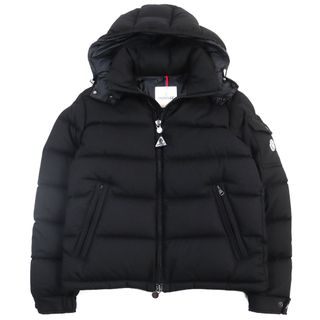 モンクレール(MONCLER)の美品○MONCLER モンクレール 19-20AW F20911A53700 54272 MONTGENEVRE GIUBBOTTO モンジュネーブル ウール100% ロゴワッペン付き フーデッド ダブルジップ ダウンジャケット ブラック 2 正規品 メンズ(ダウンジャケット)