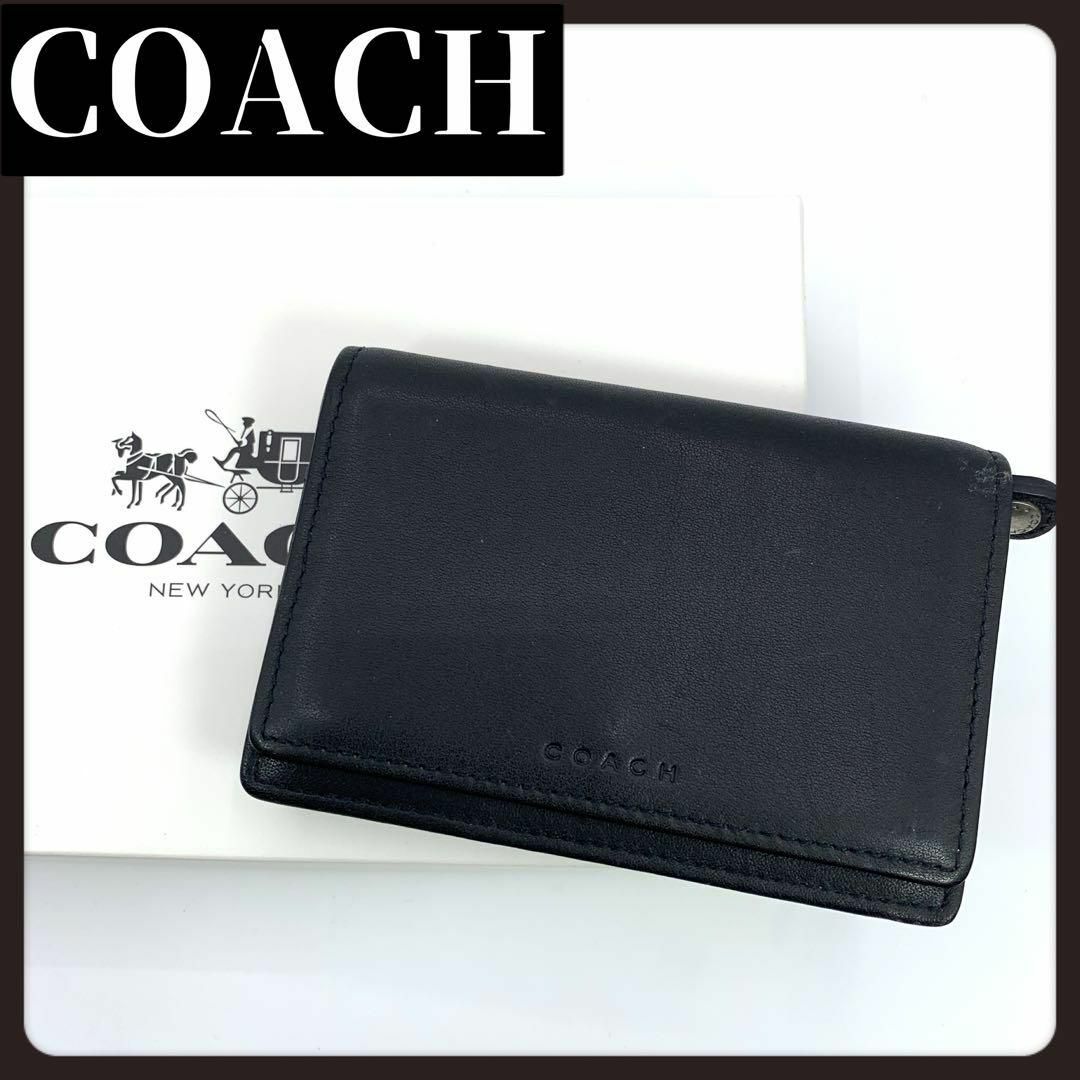 COACH(コーチ)のCOACH　コーチ　ブラック　黒　コインケース　カードケース　2つ折り　メンズ メンズのファッション小物(コインケース/小銭入れ)の商品写真