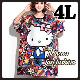 ハローキティ(ハローキティ)の【M～4L】キティちゃん＊メッシュ＊半袖Tシャツ＊大きいサイズ＊レディース(Tシャツ(半袖/袖なし))