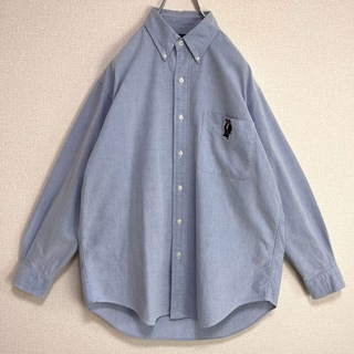 ラルフローレン(Ralph Lauren)の★ラルフローレン ボタンダウンシャツ 長袖 ブルー ポロベア 胸ポケット付 M(シャツ)