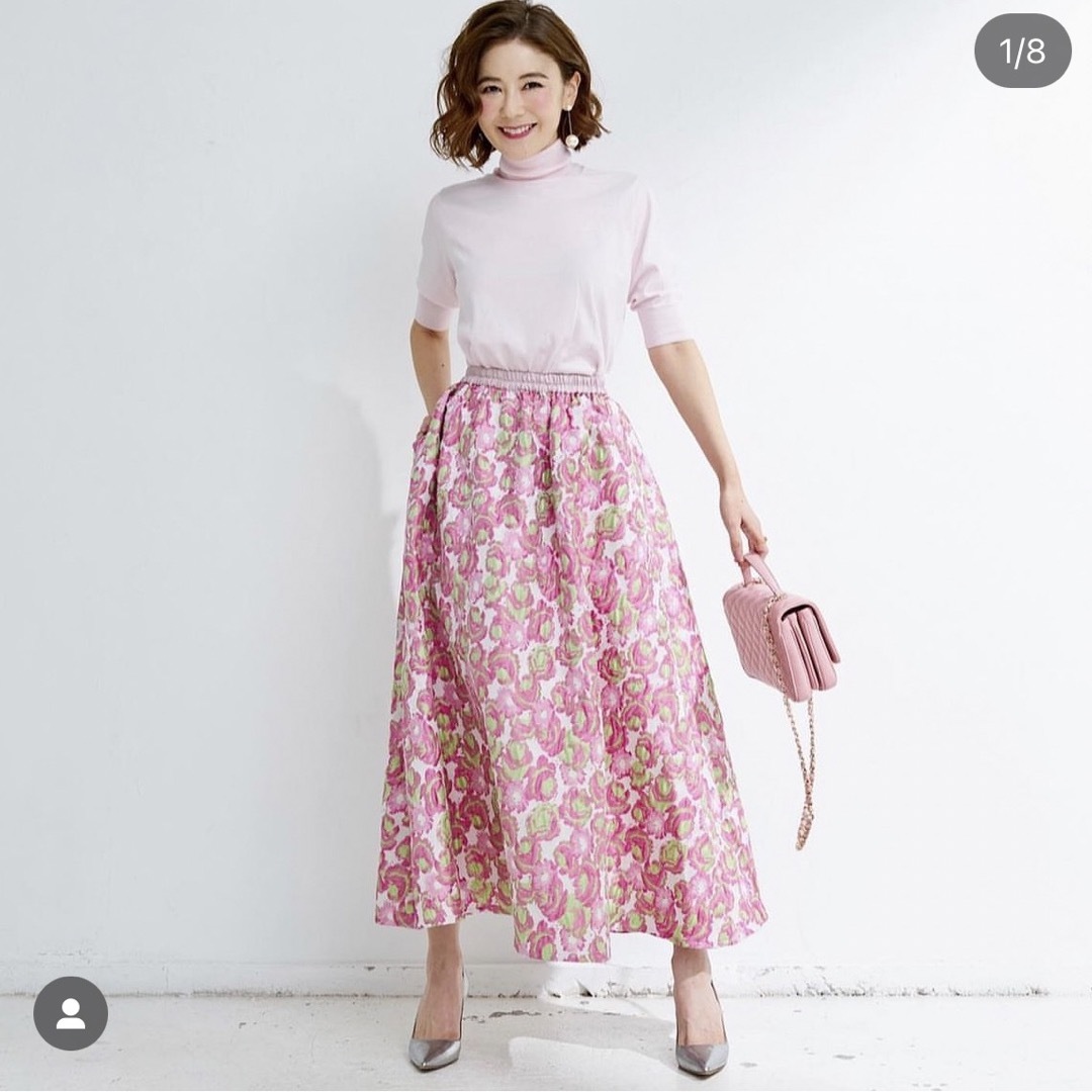 OBLI(オブリ)のobli★オブリ★ピンクグリーンジャガードスカート レディースのスカート(ロングスカート)の商品写真