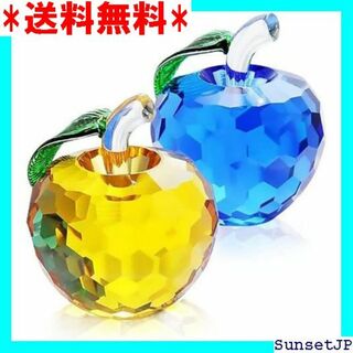 ☆おしゃれ☆ クリスタル ガラス 林檎 りんご 置物 風水 と ブルー 198(その他)