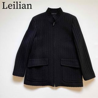 レリアン(leilian)のLeilian レリアン　ノーカラージャケット　ジップコート　ニットジャケット(ブルゾン)