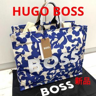 HUGO BOSS - ☆新品☆HUGO BOSS キャンバストート ロゴ 総柄 スクエア型 2WAY