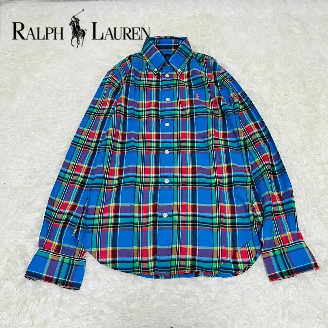 POLO RALPH LAUREN(ポロラルフローレン)のラルフローレン　チェック　シャツ　きれいめ　ブルー レディースのトップス(シャツ/ブラウス(長袖/七分))の商品写真