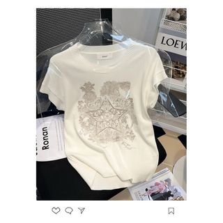 ザラ(ZARA)の韓国 ニット 半袖 トワルドジュイ風(カットソー(半袖/袖なし))