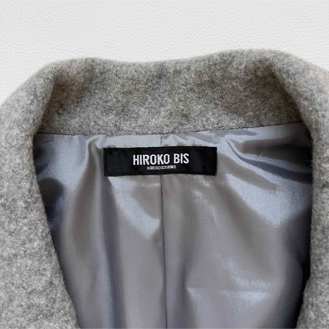 HIROKO BIS(ヒロコビス)の美品　HIROKO BIS ヒロコビス　ロングコート　ビッグカラー　ウール レディースのジャケット/アウター(ロングコート)の商品写真