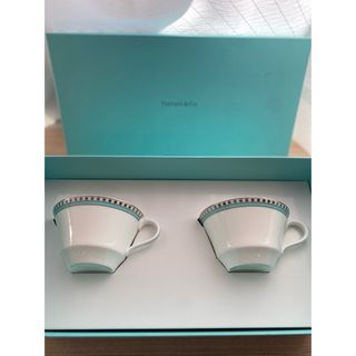 ティファニー(Tiffany & Co.)のTIFFANY＆Co カップ プラチナ ブルー バンド カップ＆ソーサー　2客(グラス/カップ)