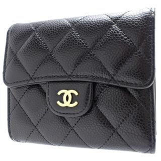 シャネル(CHANEL)のCHANEL(シャネル) マトラッセ クラシック スモール フラップ ウォレット コンパクト財布 三つ折り 3つ折り ミニウォレット ココマーク マットキャビアスキン ブラック黒 ゴールド金具 A82288 レディース 40802091517【中古】【アラモード】(財布)