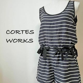 CORTES WORKS - コルテスワークス　サロペット　オールインワン【S】ショートパンツ　マリンボーダー