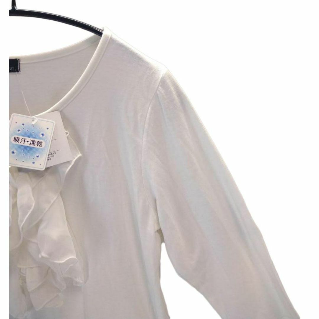SS0487◆ 新品 ブラウス シャツ 七分袖 無地 Lサイズ ホワイト レディースのトップス(シャツ/ブラウス(長袖/七分))の商品写真