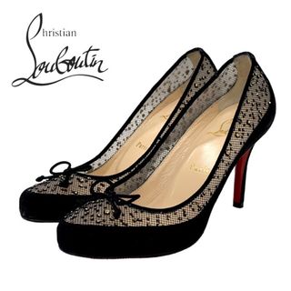 クリスチャンルブタン(Christian Louboutin)のクリスチャンルブタン Christian Louboutin パンプス 靴 シューズ グリッター リボン メッシュ スエード ブラック 黒(ハイヒール/パンプス)