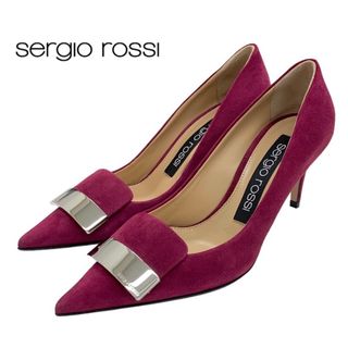 セルジオロッシ(Sergio Rossi)の未使用 セルジオロッシ sergio rossi パンプス 靴 シューズ ロゴプレート sr1 スエード 赤紫(ハイヒール/パンプス)