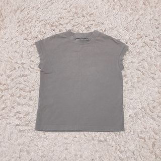 ムジルシリョウヒン(MUJI (無印良品))の無印良品 フレンチスリーブ Tシャツ アースカラー グレー リブ 綿 コットン(Tシャツ(半袖/袖なし))