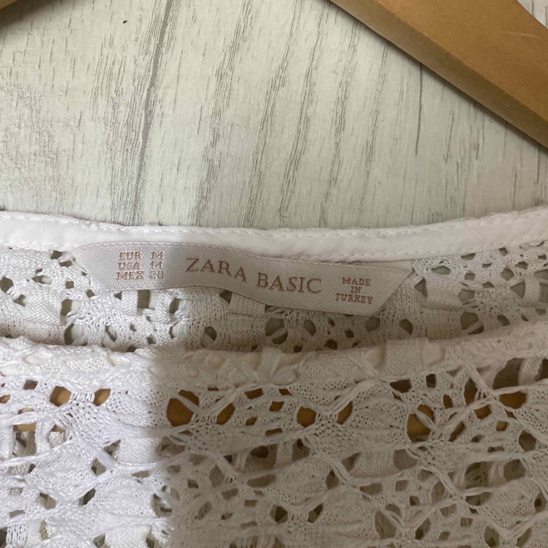 ZARA(ザラ)のZARA アイボリー メッシュ トップス 長袖 ショート丈 シースルー レディースのトップス(カットソー(長袖/七分))の商品写真