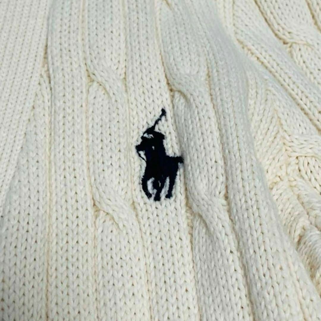 POLO RALPH LAUREN(ポロラルフローレン)の人気　ラルフローレン　ポロ　ケーブル　コットン　ニット　カーディガン　アイボリー レディースのトップス(カーディガン)の商品写真