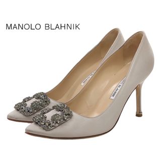 マノロブラニク(MANOLO BLAHNIK)のマノロブラニク MANOLO BLAHNIK ハンギシ パンプス パーティーシューズ ウェディングシューズ 靴 シューズ ビジュー サテン シルバー(ハイヒール/パンプス)