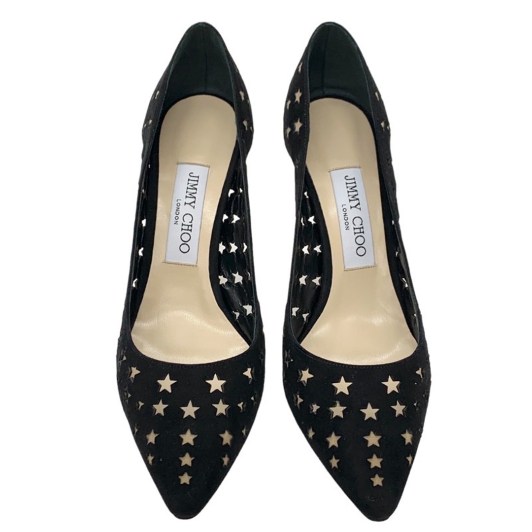 JIMMY CHOO(ジミーチュウ)の未使用 ジミーチュウ JIMMY CHOO ROMY パンプス 靴 シューズ スター パンチング スエード ブラック 黒 レディースの靴/シューズ(ハイヒール/パンプス)の商品写真