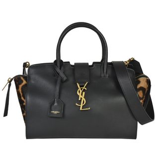 サンローラン(Saint Laurent)のサンローラン SAINT LAURENT ダウンタウン カバス ショルダーストラップ付 ハンドバッグ 2WAY レザー ハラコ 436834 ブラック【中古】(ハンドバッグ)