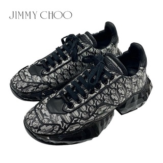 ジミーチュウ(JIMMY CHOO)のジミーチュウ JIMMY CHOO DIAMOND スニーカー 靴 シューズ ロゴ ラメ レザー ブラック シルバー(スニーカー)