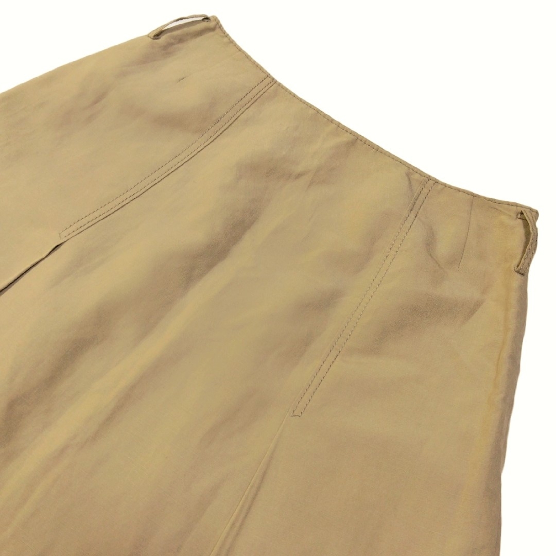 AQUA SCUTUM(アクアスキュータム)のアクアスキュータム ✿ シルク リネン 膝丈 スカート ベージュ 春夏 フレア レディースのスカート(ひざ丈スカート)の商品写真