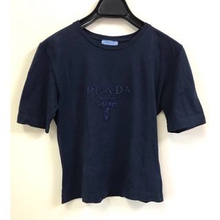 PRADA プラダ ビーズロゴ 半袖Tシャツ カットソー ネイビー Mサイズ 