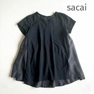 サカイ(sacai)のsacai 切替カットソー ブラック(シャツ/ブラウス(長袖/七分))