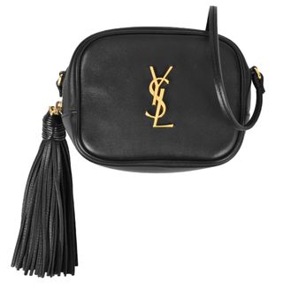 サンローラン(Saint Laurent)のサンローラン SAINT LAURENT タッセル ロゴ ブロガーバッグ ショルダーバッグ レザー 425317 ブラック フリンジ【中古】(ハンドバッグ)