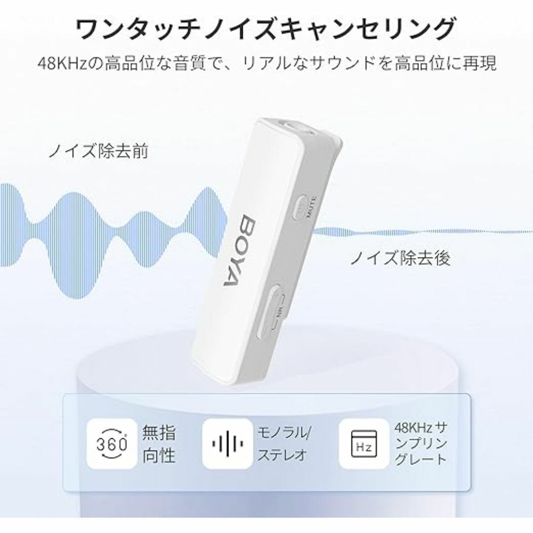 ワイヤレスマイク USB-C/Lightning/3.5 mmアダプター付き スマホ/家電/カメラのスマホアクセサリー(その他)の商品写真