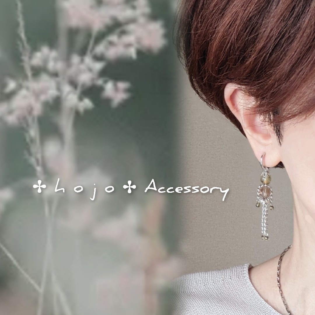 人形 Aタイプ シルバーロング Earring Pierce KeyHolder ハンドメイドのアクセサリー(ピアス)の商品写真