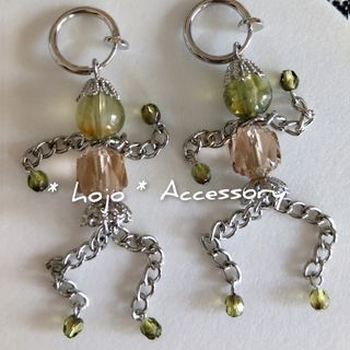 人形 Aタイプ シルバーロング Earring Pierce KeyHolder(ピアス)