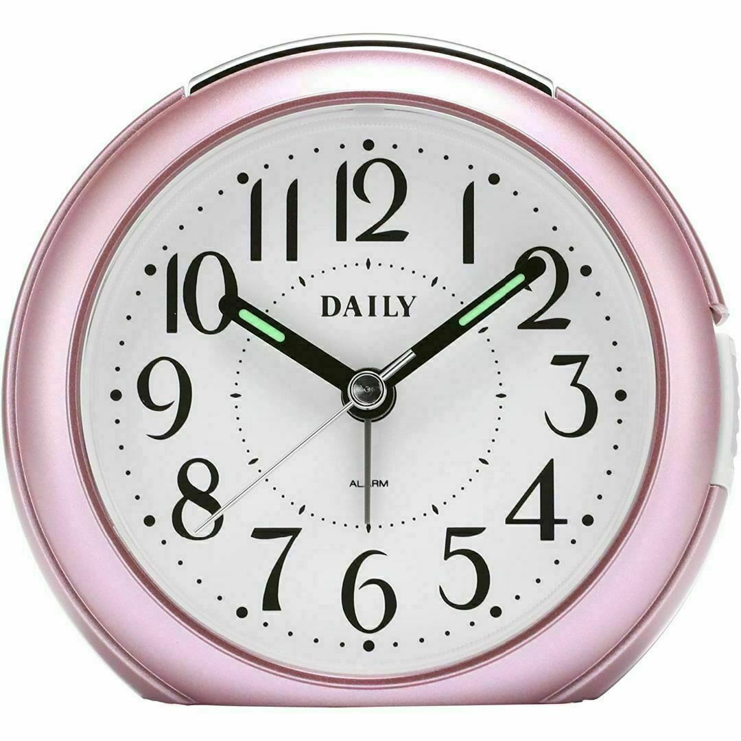 DAILY 小型連続秒針ライト付 デイリーRA21DN ピンク色 新品です。 インテリア/住まい/日用品のインテリア小物(置時計)の商品写真