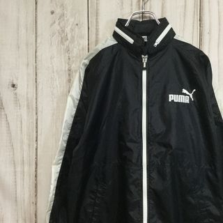 プーマ(PUMA)の【プーマ ナイロンジャケット】80年代 ヒットユニオン M 黒 PUMA 古着(ナイロンジャケット)