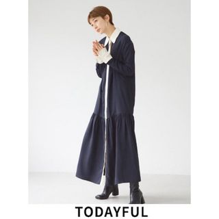 トゥデイフル(TODAYFUL)の38 TODAYFUL トゥデイフル 2way ドットシャツドレスネイビー(ロングワンピース/マキシワンピース)