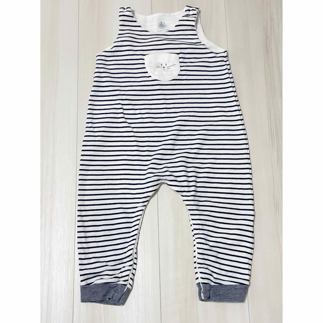 PETIT BATEAU(プチバトー)のプチバトー　ボーダーロンパース　12m/74cm キッズ/ベビー/マタニティのベビー服(~85cm)(ロンパース)の商品写真