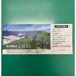 長野県 車山高原スカイパーク GW 1,500円券 2024年6月30日 観光(遊園地/テーマパーク)