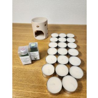 ムジルシリョウヒン(MUJI (無印良品))の無印良品アロマポット　素焼きエッセンシャルオイル×2　ミニキャンドル×20(アロマポット/アロマランプ/芳香器)