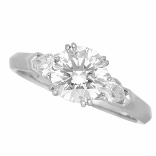 HARRY WINSTON ハリーウィンストン ダイヤモンド(1.15ct F-VS1-3Ex)ラウンド クラシック ペアシェイプ リング PT950 プラチナ 日本サイズ約9号 #49 HW GIA鑑定書【送料無料】指輪【中古】24120302(リング(指輪))