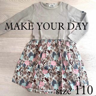 メイクユアデイ(MAKE YOUR DAY)のMAKE YOUR DAY 花柄ドッキングワンピース 110(ワンピース)