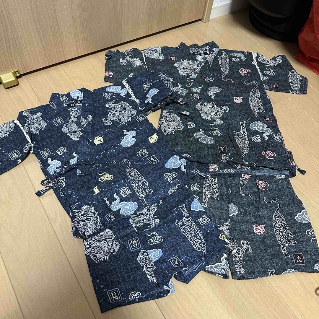 甚平 2枚 兄弟セット キッズ/ベビー/マタニティのキッズ服男の子用(90cm~)(甚平/浴衣)の商品写真