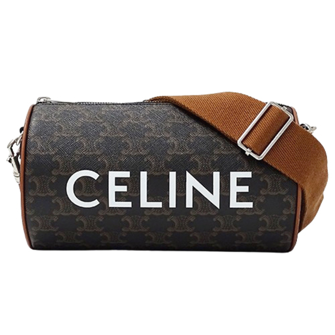 celine(セリーヌ)のセリーヌ CELINE バッグ レディース ブランド ショルダーバッグ トリオンフ シリンダーバッグ ブラック ブラウン ロゴ 筒型 コンパクト ミニバッグ おしゃれ 斜め掛け 【中古】 レディースのバッグ(ショルダーバッグ)の商品写真