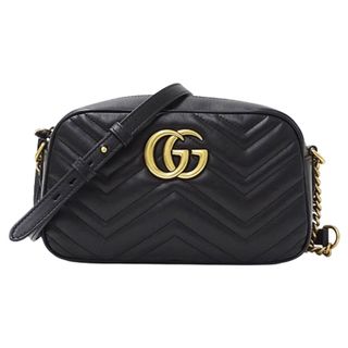 グッチ(Gucci)のグッチ GUCCI バッグ レディース ブランド ショルダーバッグ GGマーモント キルティング スモール レザー ブラック 447632 黒 コンパクト ミニバッグ おしゃれ 斜め掛け 【中古】(ショルダーバッグ)