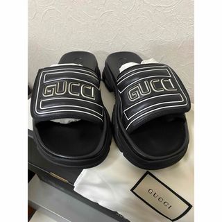 グッチ(Gucci)のGUCCI グッチ レザーサンダル ブラック 新品未使用 正規品(サンダル)