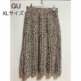 GU - 【GU】XLサイズ　レオパード　プリーツスカート　裏地付き