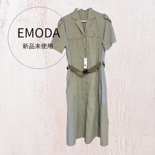 エモダ(EMODA)のEMODA エモダ カーキ ワンピース アウター カーディガン ロング 緑(ロングワンピース/マキシワンピース)