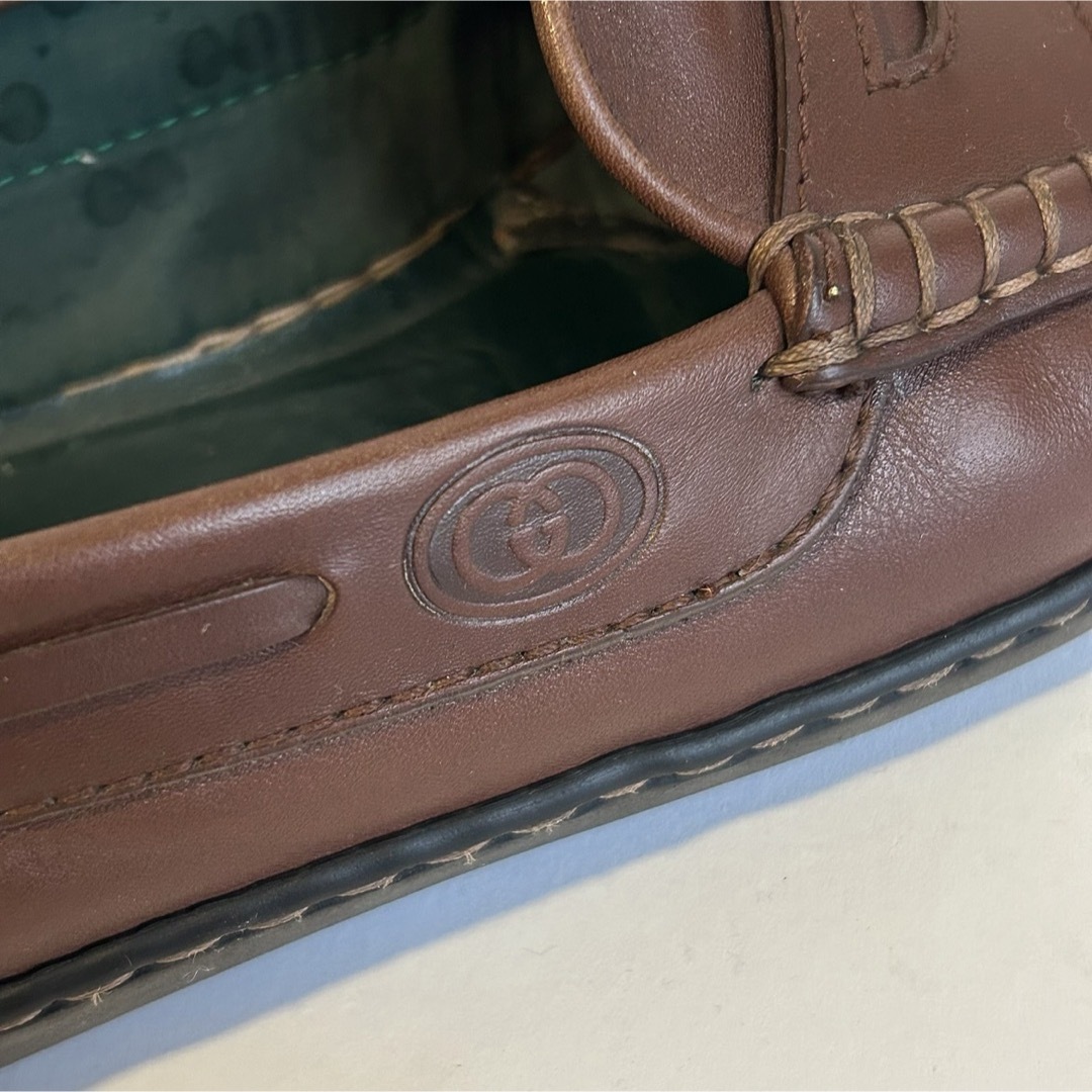 Gucci(グッチ)のGUCCI グッチ ローファー レザー 革靴 ダークブラウン 41 メンズ メンズの靴/シューズ(ドレス/ビジネス)の商品写真