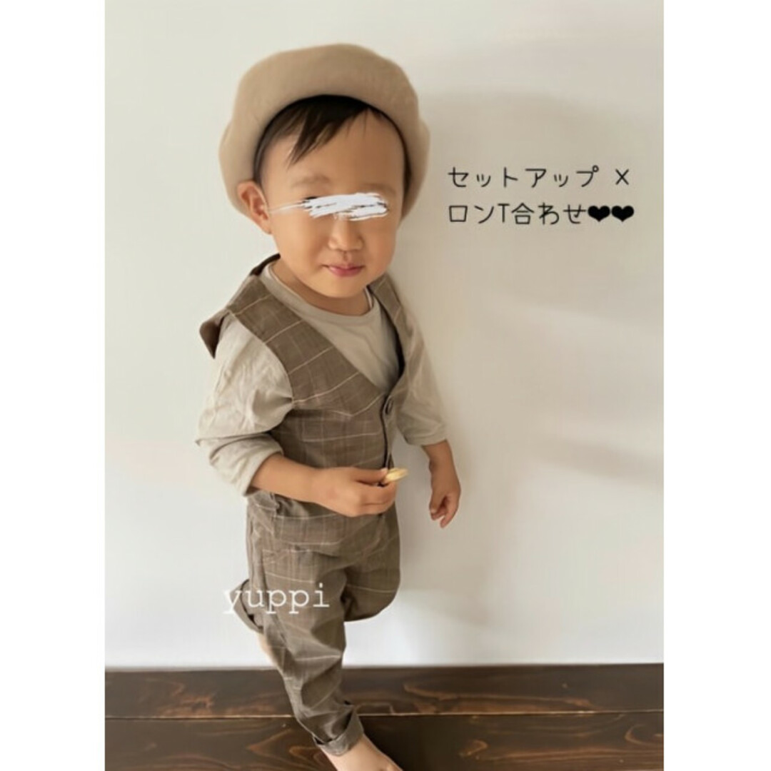  子ども 90 チェック柄 ベスト パンツ セットアップ 新品未使用 スーツ キッズ/ベビー/マタニティのキッズ服男の子用(90cm~)(パンツ/スパッツ)の商品写真