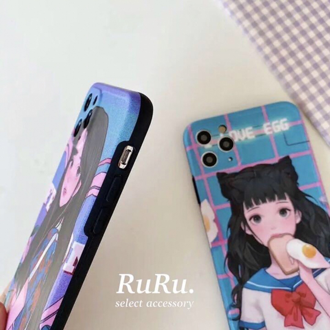 iPhoneケース　アニメーション　大人可愛い　スクールガール　スマホケース スマホ/家電/カメラのスマホアクセサリー(iPhoneケース)の商品写真