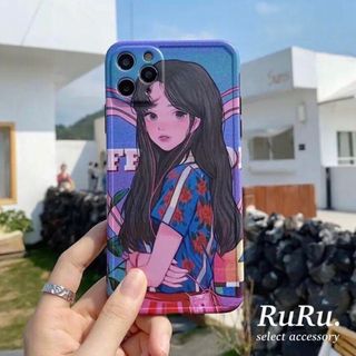 iPhoneケース　アニメーション　大人可愛い　スクールガール　スマホケース(iPhoneケース)